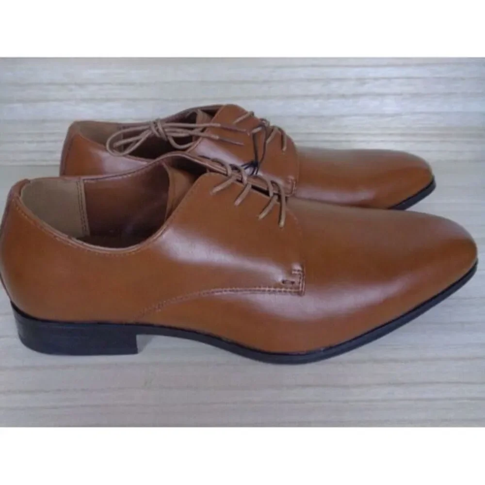 Perry Ellis Portfolio Leather Oxford Dress Shoes‎ Lace Up Brown Mens Size 8